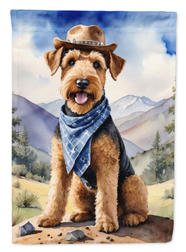 Airedale Terrier Cowboy Welcome House Flag