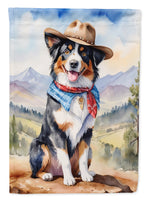 Australian Shepherd Cowboy Welcome House Flag