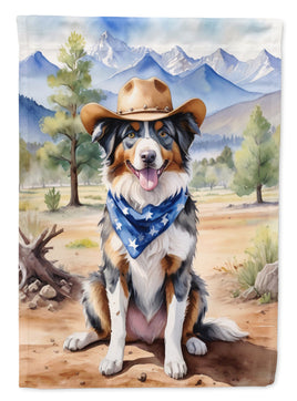 Australian Shepherd Cowboy Welcome House Flag