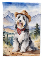 Bearded Collie Cowboy Welcome House Flag