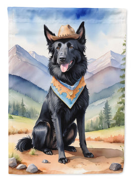 Belgian Sheepdog Cowboy Welcome House Flag