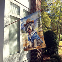 Bergamasco Sheepdog Cowboy Welcome House Flag