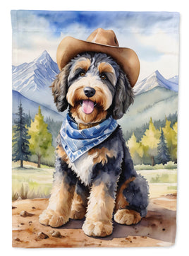 Bernedoodle Cowboy Welcome House Flag