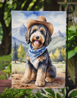 Bernedoodle Cowboy Welcome Garden Flag