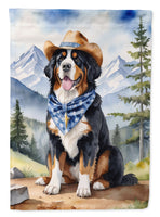 Bernese Mountain Dog Cowboy Welcome House Flag