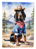 Black and Tan Coonhound Cowboy Welcome House Flag