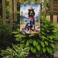 Black and Tan Coonhound Cowboy Welcome Garden Flag