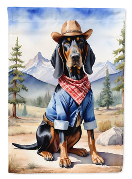 Black and Tan Coonhound Cowboy Welcome Garden Flag