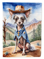 Chinese Crested Cowboy Welcome House Flag