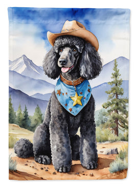 Black Poodle Cowboy Welcome House Flag