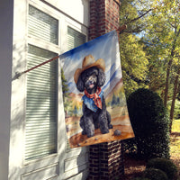 Black Poodle Cowboy Welcome House Flag