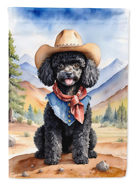 Black Poodle Cowboy Welcome House Flag