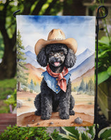 Black Poodle Cowboy Welcome Garden Flag