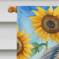 Afghan Hound in Sunflowers House Flag