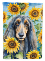 Afghan Hound in Sunflowers Garden Flag