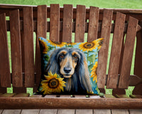 Afghan Hound in Sunflowers Throw Pillow