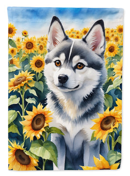 Alaskan Klee Kai in Sunflowers House Flag