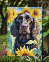 American Water Spaniel in Sunflowers Garden Flag