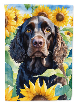 American Water Spaniel in Sunflowers Garden Flag