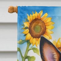 Australian Cattle Dog in Sunflowers House Flag