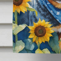 Australian Cattle Dog in Sunflowers House Flag