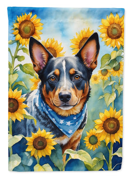 Australian Cattle Dog in Sunflowers Garden Flag