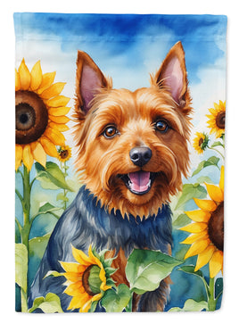 Australian Terrier in Sunflowers House Flag