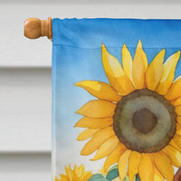 Basset Hound in Sunflowers House Flag