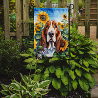 Basset Hound in Sunflowers Garden Flag