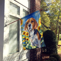 Beagle in Sunflowers House Flag