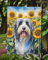 Bearded Collie in Sunflowers Garden Flag