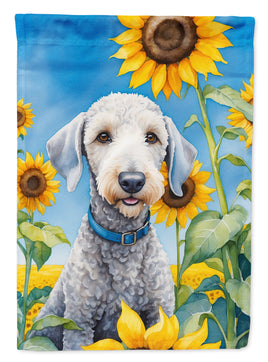 Bedlington Terrier in Sunflowers House Flag