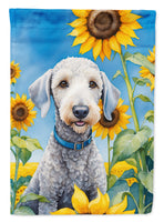 Bedlington Terrier in Sunflowers Garden Flag