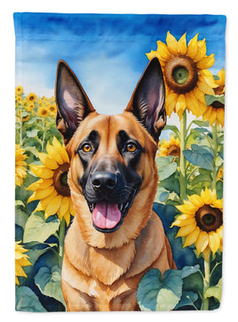 Belgian Malinois in Sunflowers House Flag