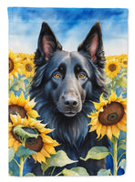 Belgian Sheepdog in Sunflowers House Flag