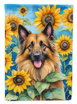 Belgian Tervuren in Sunflowers House Flag