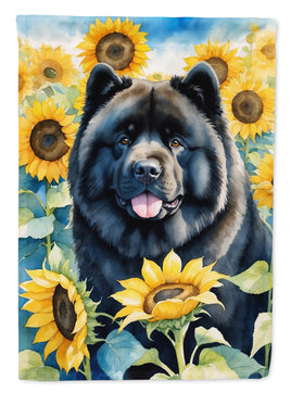 Chow Chow in Sunflowers House Flag