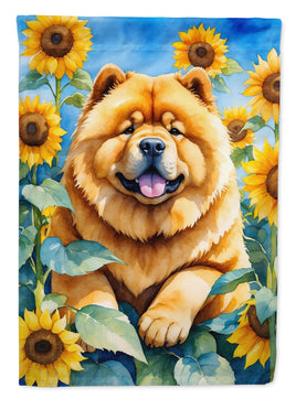 Chow Chow in Sunflowers House Flag