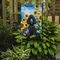 Black Poodle in Sunflowers Garden Flag