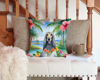 Afghan Hound Luau Throw Pillow