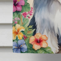 Bearded Collie Luau House Flag