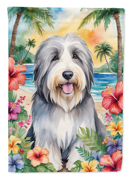 Bearded Collie Luau House Flag