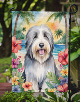 Bearded Collie Luau Garden Flag