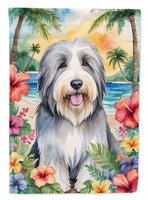 Bearded Collie Luau Garden Flag