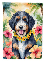 Bernedoodle Luau Garden Flag