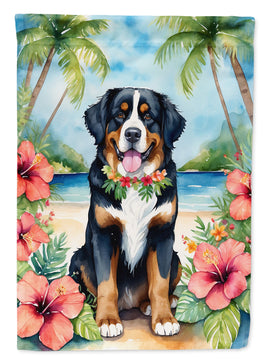 Bernese Mountain Dog Luau House Flag