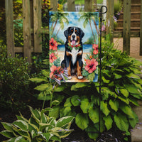 Bernese Mountain Dog Luau Garden Flag