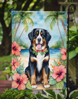 Bernese Mountain Dog Luau Garden Flag