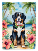 Bernese Mountain Dog Luau Garden Flag