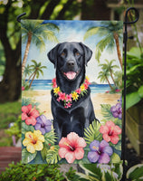 Black Labrador Retriever Luau Garden Flag